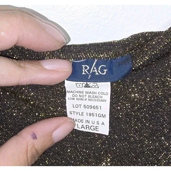 Vintage Rag Gold & Black Spaghetti Strap Dress Asymmetrical Shimmer Large (A53) - Picture 2 of 5